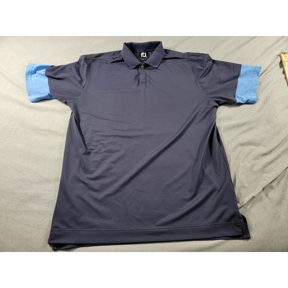 FootJoy Performance Golf Polo Shirt Mens Medium Blue Colorblock‎ Short Sleeve